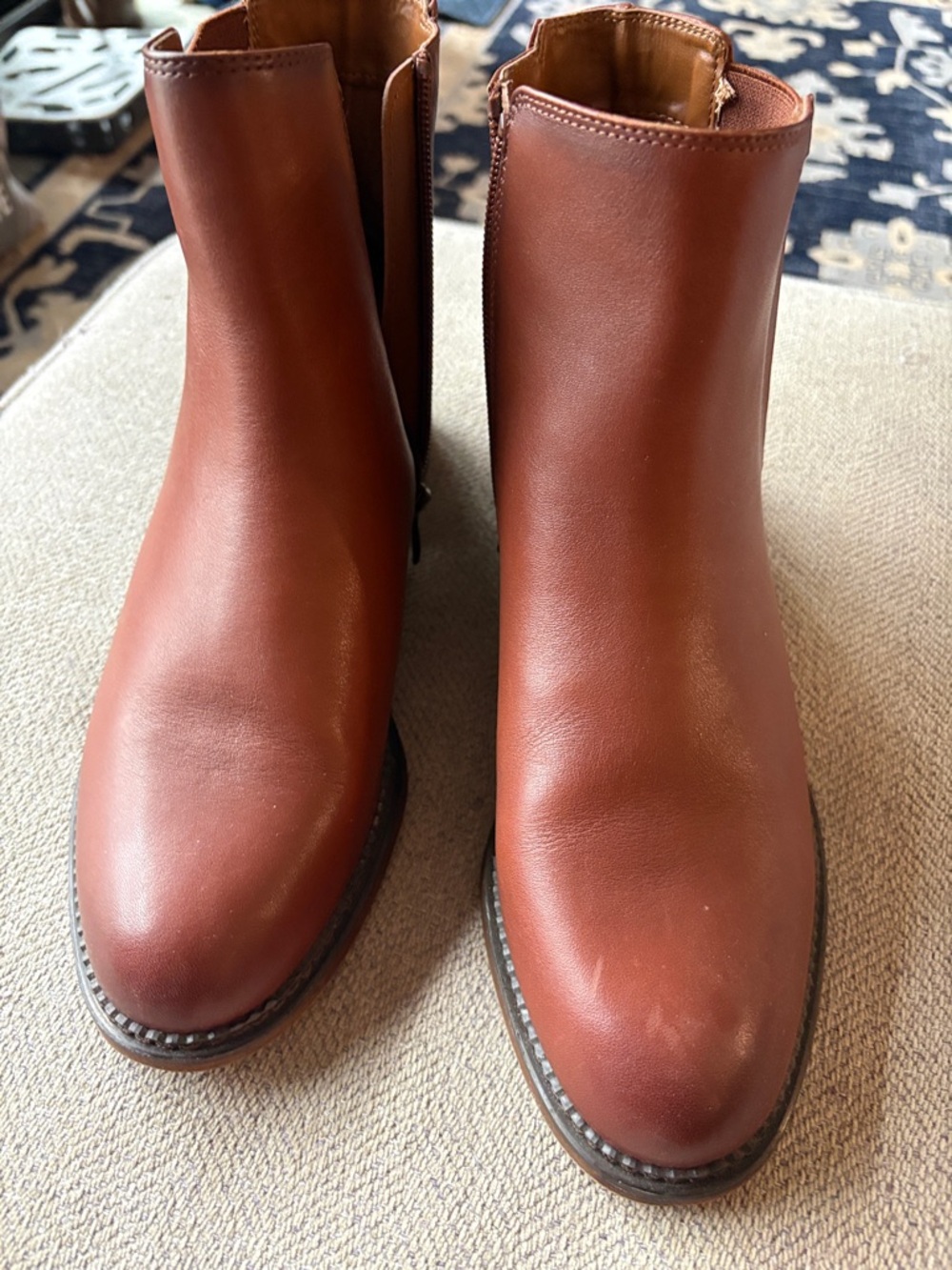 Franco Sarto Chestnut Brown Leather Ankle Booties